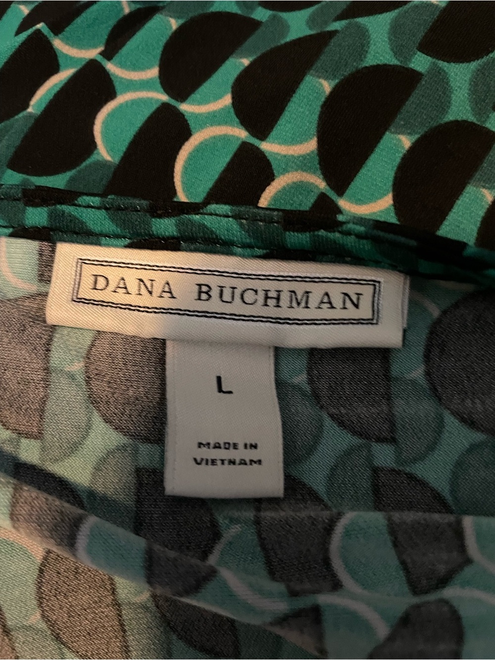 Dana Buchman Green and Black Sleeveless V-Neck Geometric Camisole - Picture 5 of 5